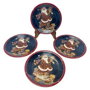 Today’s Living Christmas Santa Dessert Plates Set of 4 8” Ceramic Teddy Bear